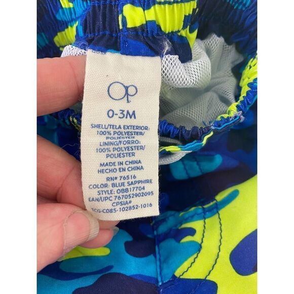 OP Ocean Pacific Baby Swim Trunks Camo Bright - Size 0-3 Months - Picture 3 of 8
